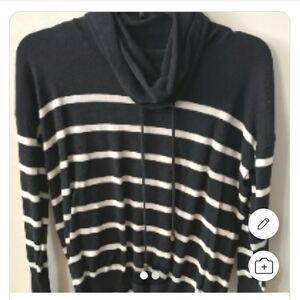 Max Studio Striped Cowl Neck Sweater in Black and White